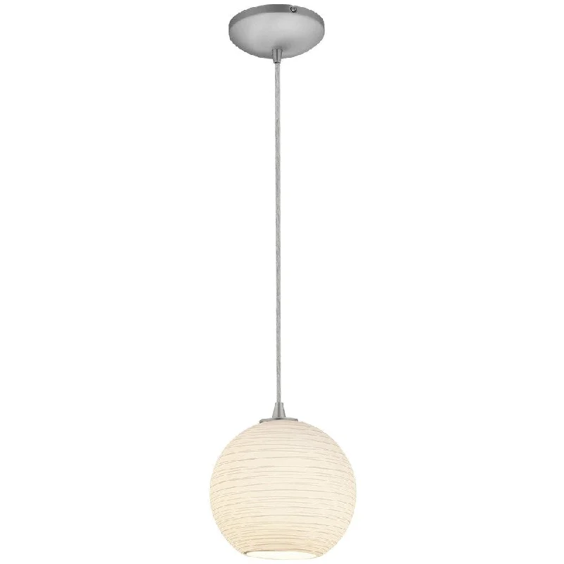 Access Lighting Japanese Lantern 12 inch Steel Fluorescent Rod Pendant with White Lined Shade