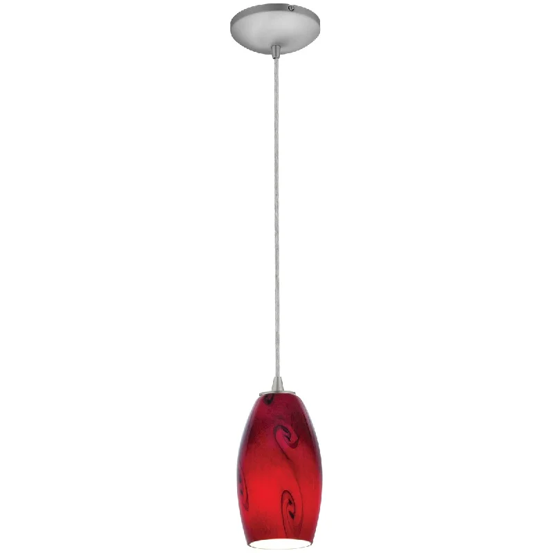 Access Lighting Merlot Steel Integrated LED Cord Pendant, Red Sky Shade