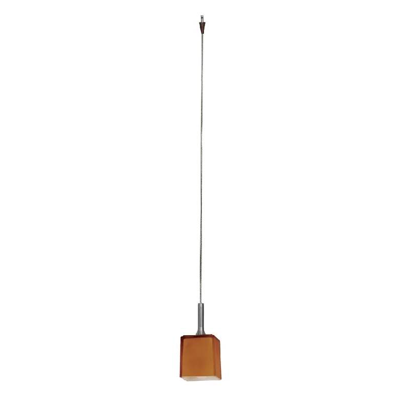 Access Lighting Omega Low Voltage Hermes Square Glass Bronze Pendant, Amber