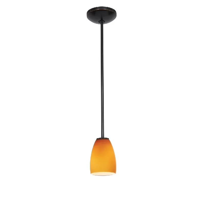 Access Lighting Sherry Bronze Rod Pendant with Amber Shade