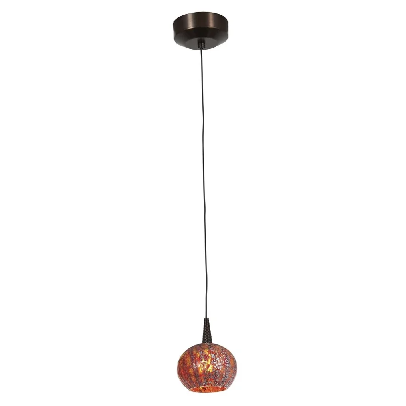 Access Lighting Tungsten 1-light LED Bronze Pendant with Red Ribbed Opaline Glass