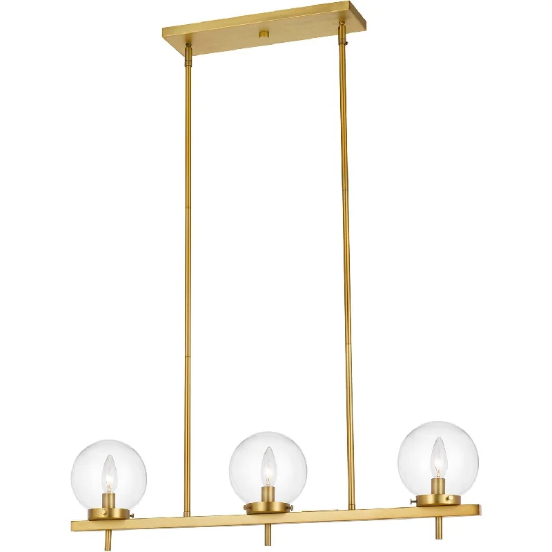 AF Lighting Odessa 3-Light Hanging Pendant for Hardwire Installation in Brushed Brass