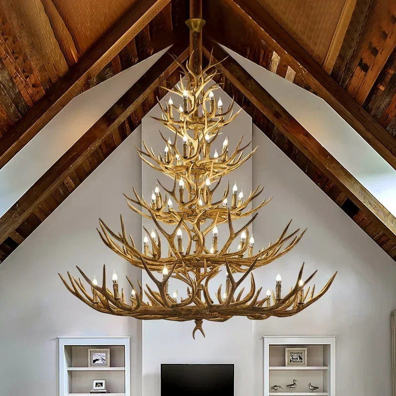 Antler Style Real Oak Chandelier