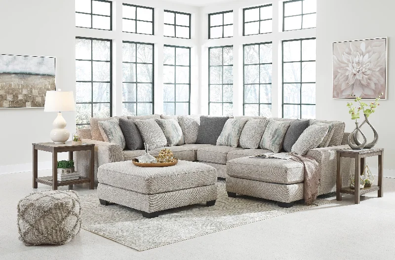 Ardsley Pewter 4-Piece RAF Chaise Sectional