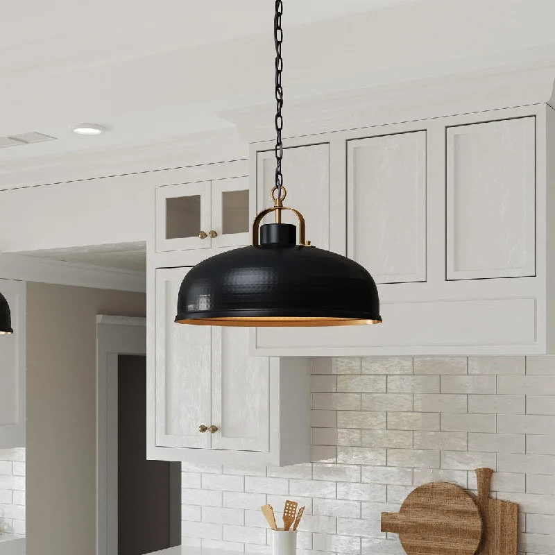 Brio Lighting Ambert 1 Light Rustic Farmhouse Metal Pendant Light