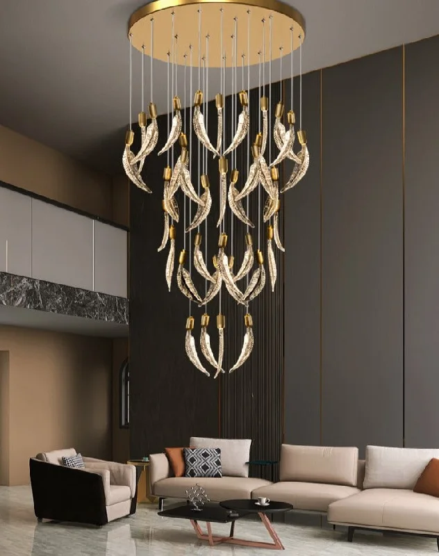 Crystal Feather Chandelier - Exquisite Lighting Décor