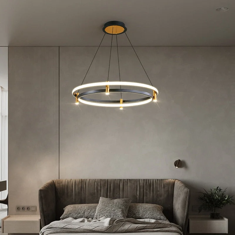 Dual Ring LED Chandelier: Exquisite Lighting Fixture