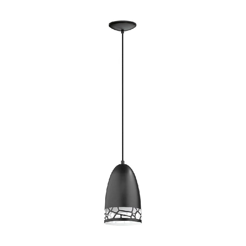 Eglo Savignano 1-Light Black Mini Pendants with Black Exterior, White Interior