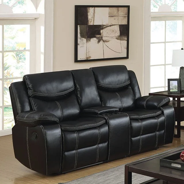 GATRIA Black Console Love Seat w/ 2 Recliners