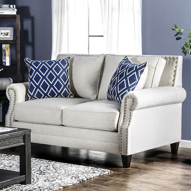 Giovanni Beige/Blue Love Seat