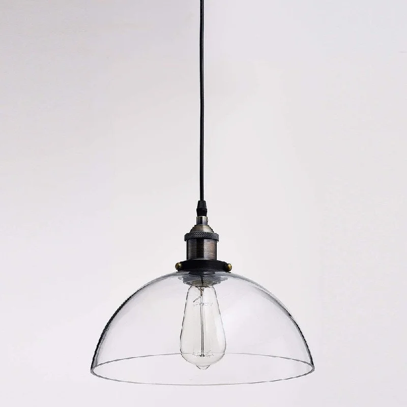 Industrial Clear Glass Shade Kitchen Island Pendant Lighting, Antique Bronze