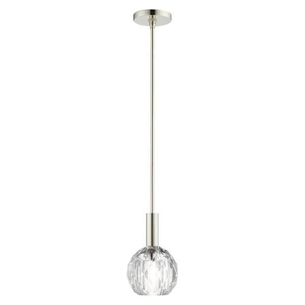 Livex Lighting 1 Light Polished Nickel Mini Pendant, 46321-35 - 6.5" Dia x 17.75" - 65.75" Adj. H