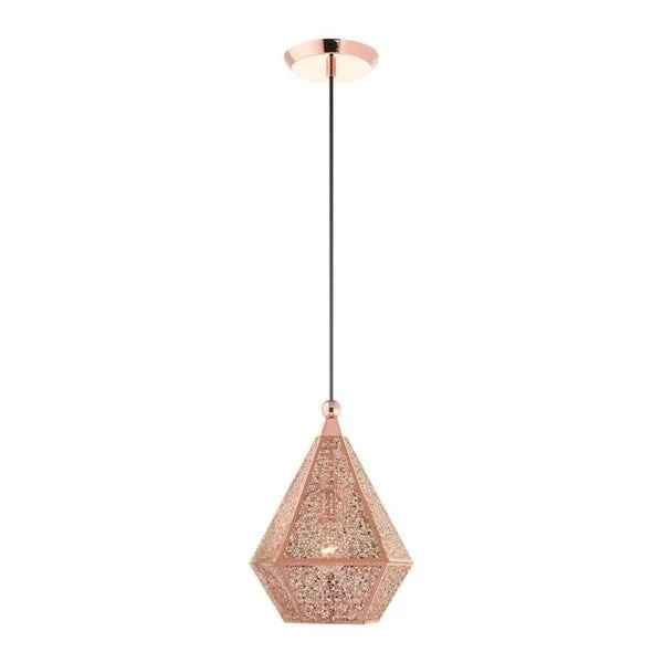 Livex Lighting 1 Light Rose Gold Mini Pendant, 48921-86 - 9.75" Dia x 14" - 110" Adj. H