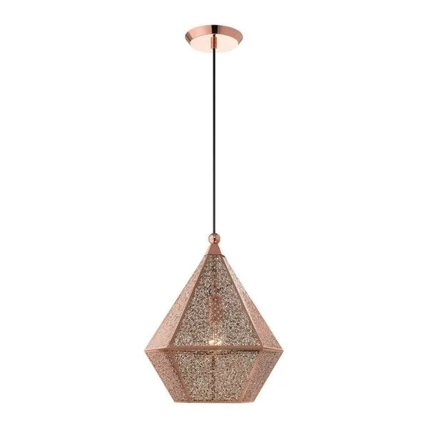 Livex Lighting 1 Light Rose Gold Mini Pendant, 48923-86 - 13.75" Dia x 17" - 110" Adj. H