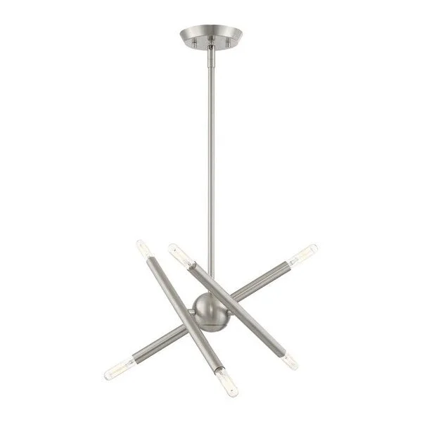 Livex Lighting 6 Light Brushed Nickel Mini Pendant, 46773-91 - 12.5" Dia x 14.5" - 44.5" Adj. H