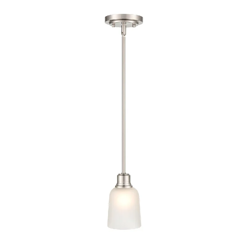 Millennium Lighting Amberle 1 Light Brushed Nickel Pendant with Frosted White Glass Shade