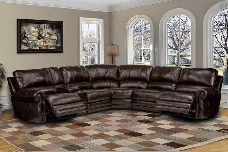 Parker House Thurston 6-Piece Power Recliner Sectional in Havana - Package M