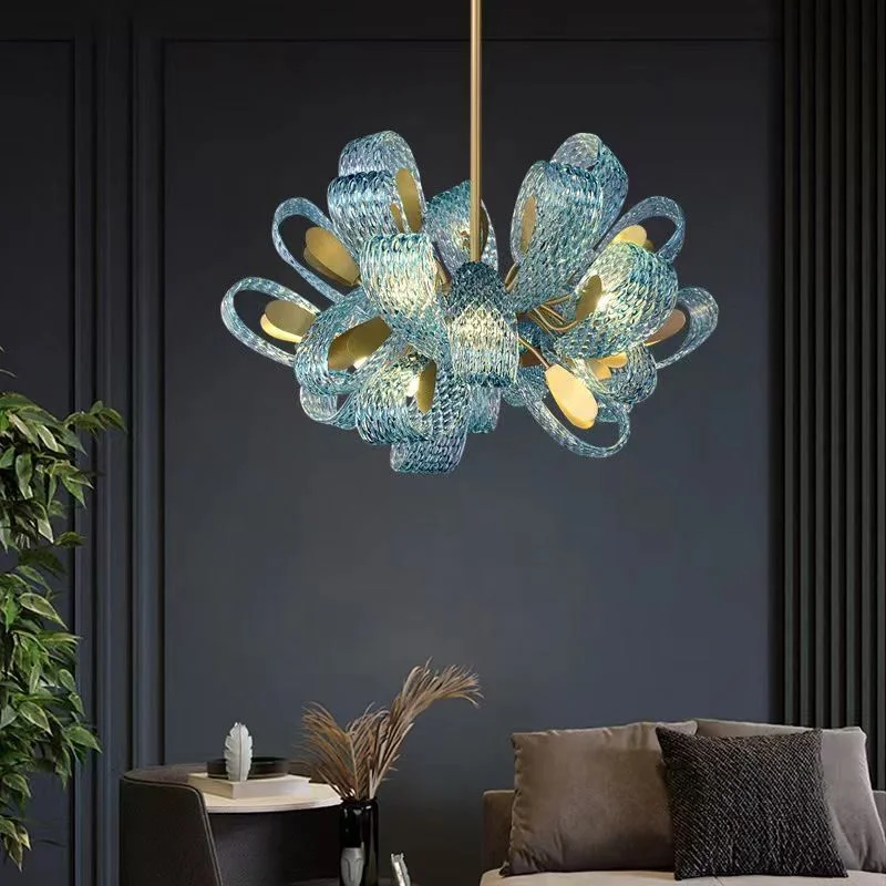 Peacock Blue Glass Chandelier: Stunning Lighting Fixtures