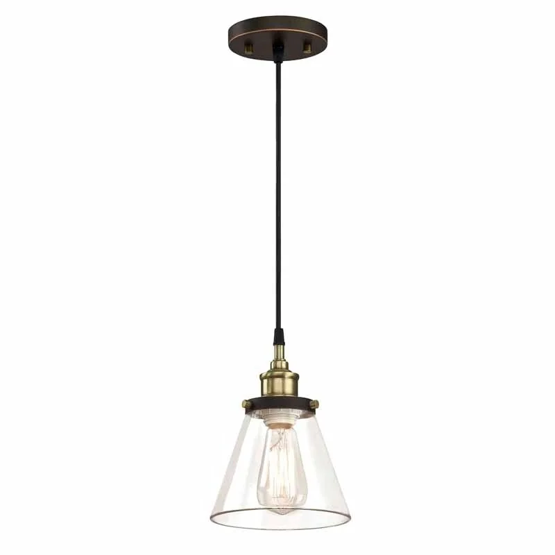 Pendant Lighting Fixture with Oil Rubbed Bronze and Brass Finish - Oil Rubbed Bronze