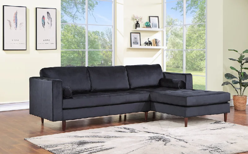 Roxy Black Velvet RAF Sectional