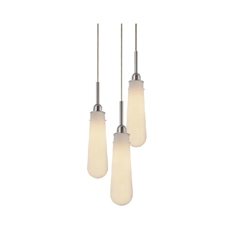 Sonneman Lighting Teardrop 3-light Polished Chrome Pendant, White Shade