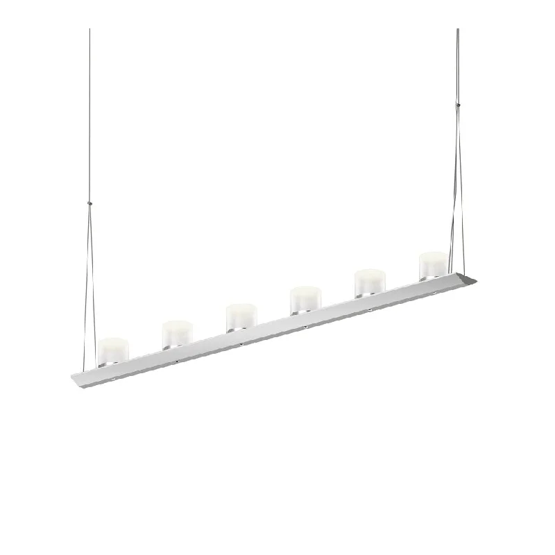 Sonneman Lighting Votives 12-light Bright Satin Aluminum LED Bar Pendant, Large Clear Etched Crystal Shade