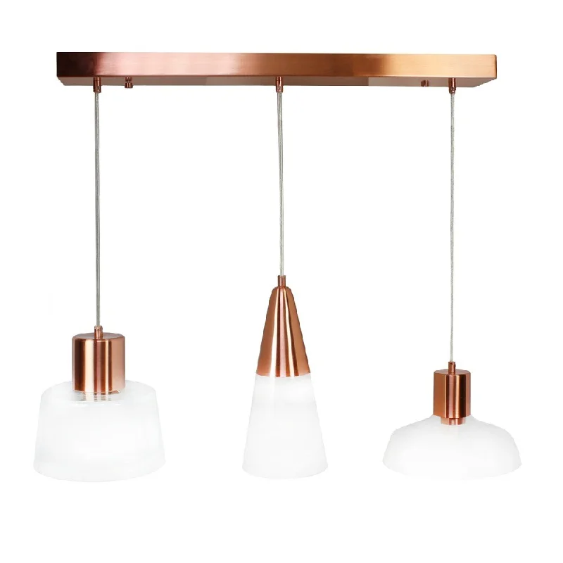 Trinity Rose Gold Adjustable Height Pendants 3-Lights Hanging Lamp - N/A