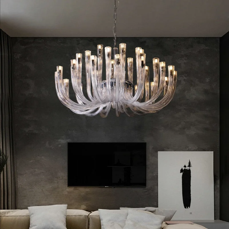 U Shaped Glass Italian Lustre Art Pendant Chandelier