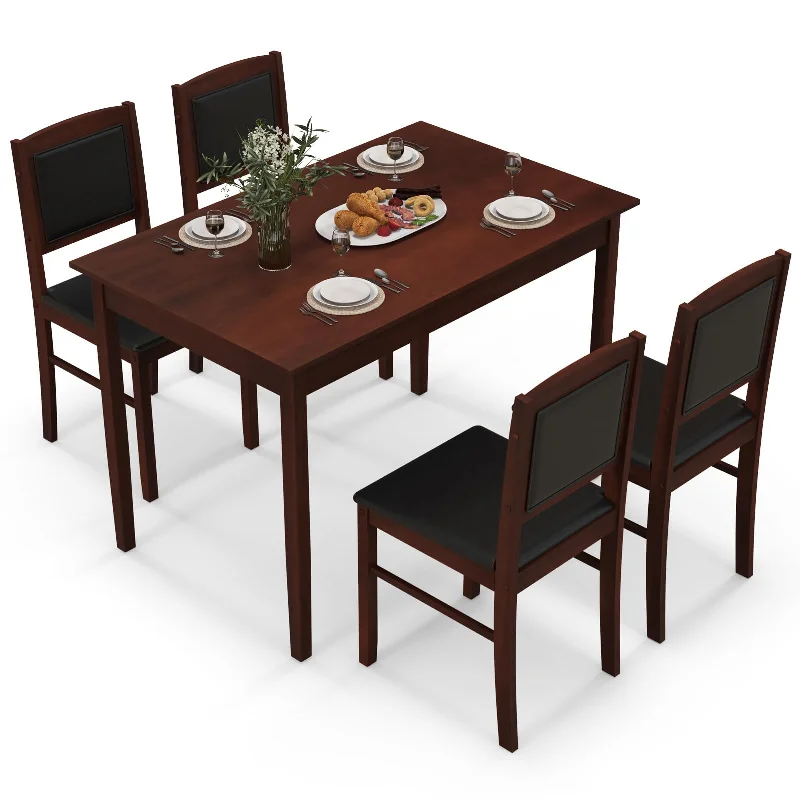 Giantex 5-Piece Dining Table Set for 4 - Breakfast Nook Table Set with Kitchen Table