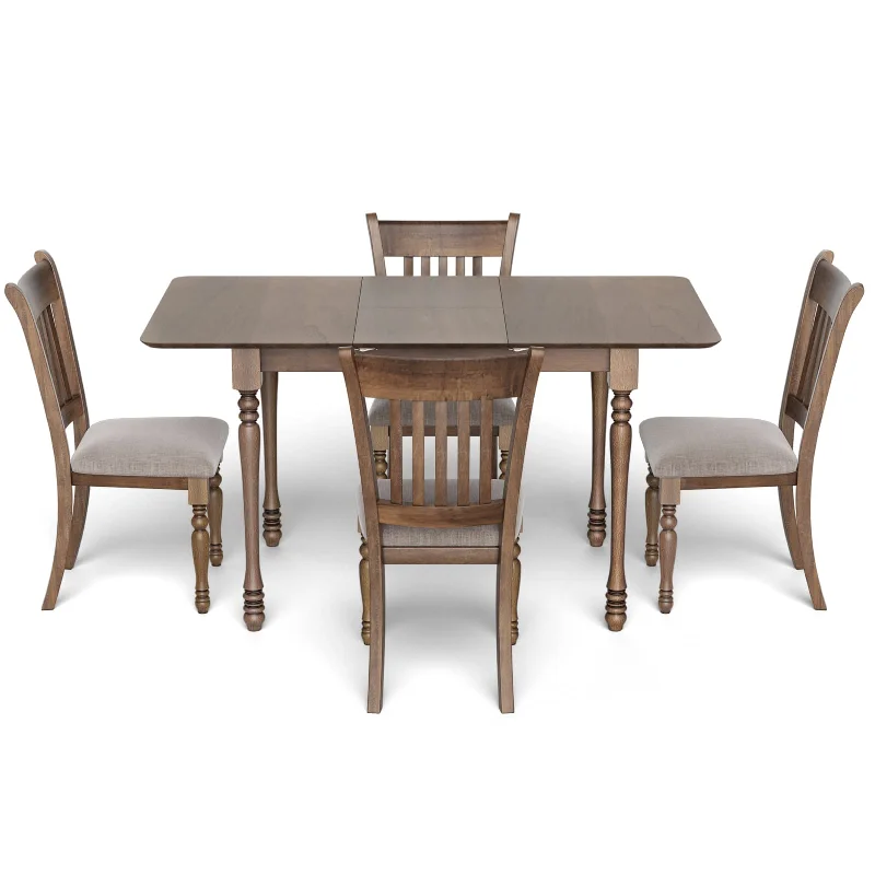 Giantex 5-Piece Dining Table Set, Solid Rubber Wood Farmhouse Kitchen Table Set