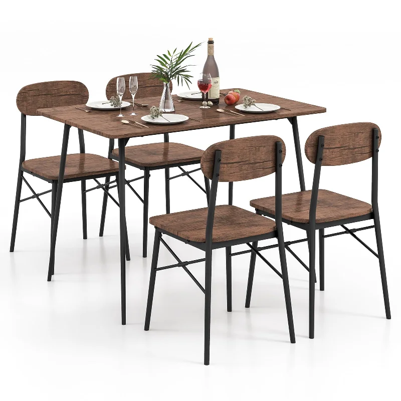 Giantex Dining Table Set for 4, Mid-Century Kitchen Furniture Set w/Kitchen Table, 4 Dining Chairs