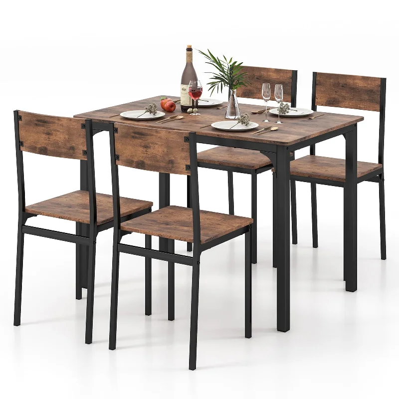 Giantex Dining Table Set for 4, Mid-Century Kitchen Furniture Set w/Kitchen Table, 4 Dining Chairs