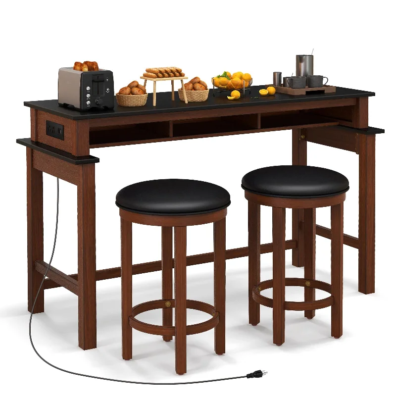 Giantex Small Dining Table Set for 2 - Bar Table and 2 Bar Stools