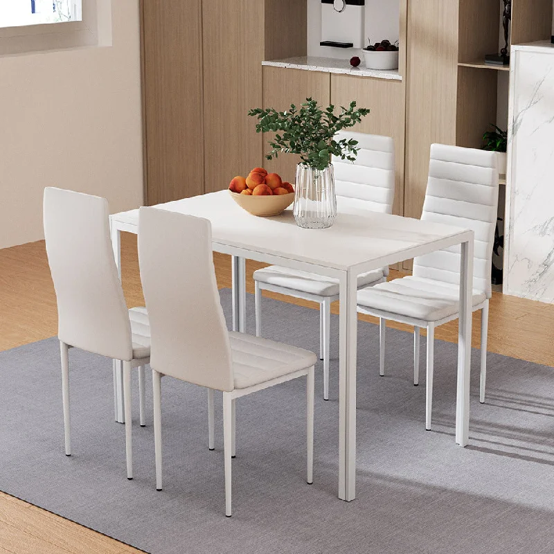 5-Piece Dante White Dining Table & Chair Set