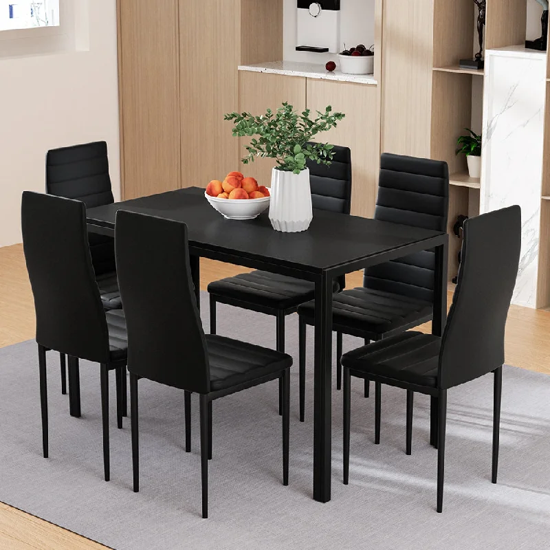 7-Piece Dante Black Dining Table & Chair Set