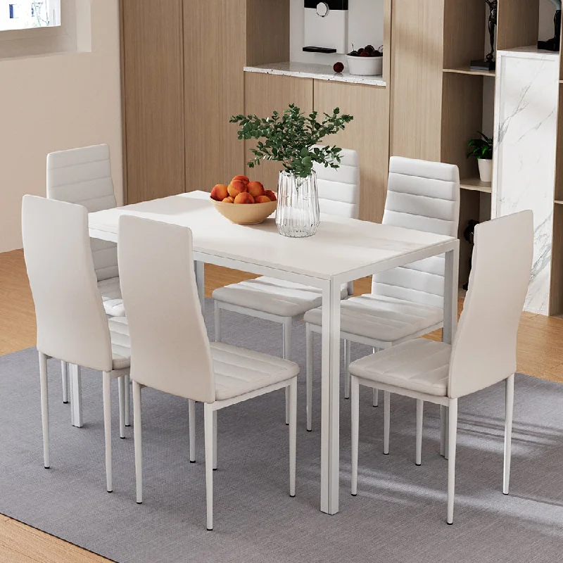 7-Piece Dante White Dining Table & Chair Set