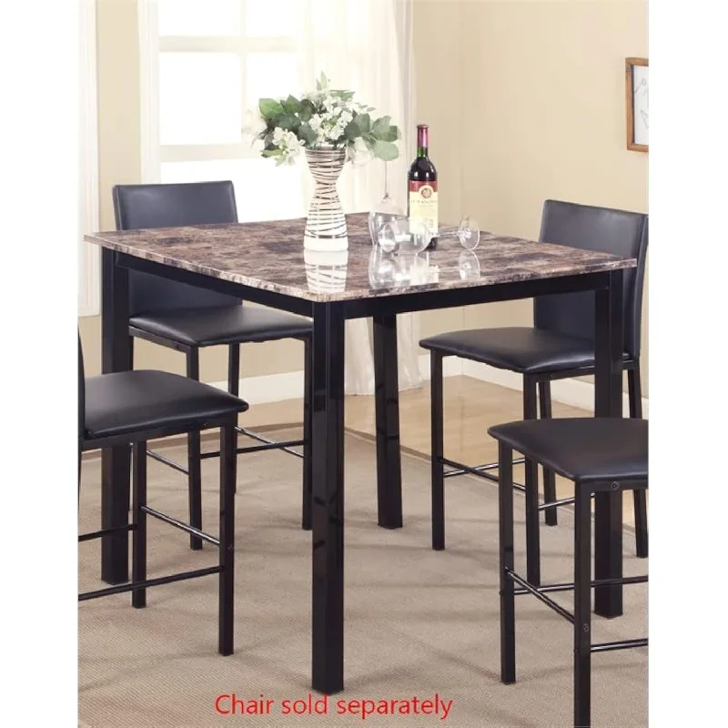 Citico Metal Counter Height Dining Table With Laminated Faux Marble Top