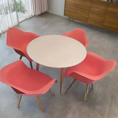 Linsan Hygena Charlie Dining Table + 4 Eames Chair Pink - Arm Rest