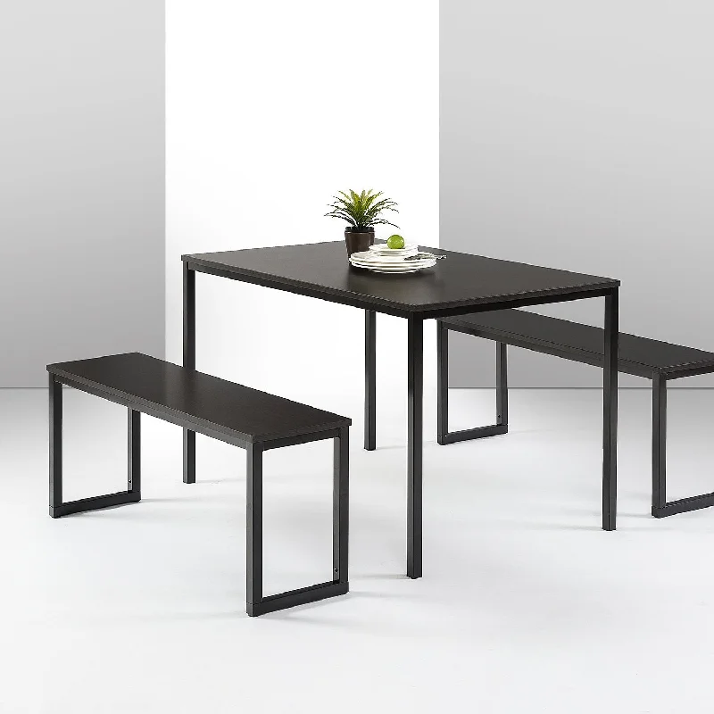 Louis Modern Studio Collection Soho Dining Table With Two Benches (3 Piece Set