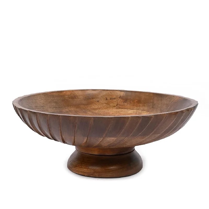 Mango Wood Decorative Wooden Bowl Hand Carved Home Decor For Dining Table Cent