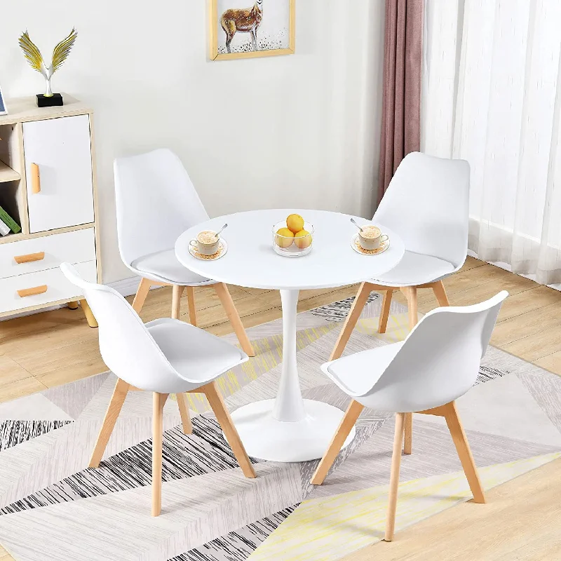 Tulip 4 Seater Round Dining Table and Chair set