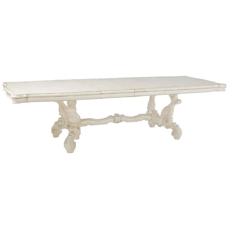 Versailles Rectangular Wooden Dining Table With 2 Leaves In Bone White