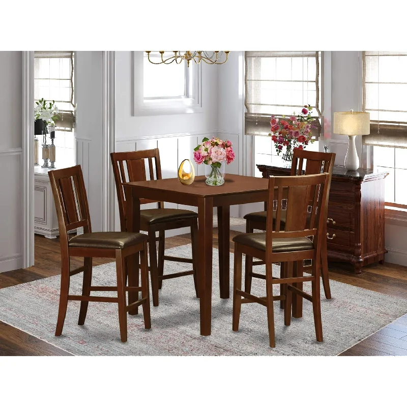 Vnbu5-Mah-Lc 5 Piece Counter Height Dining Table Set Includes A Square Kitchen