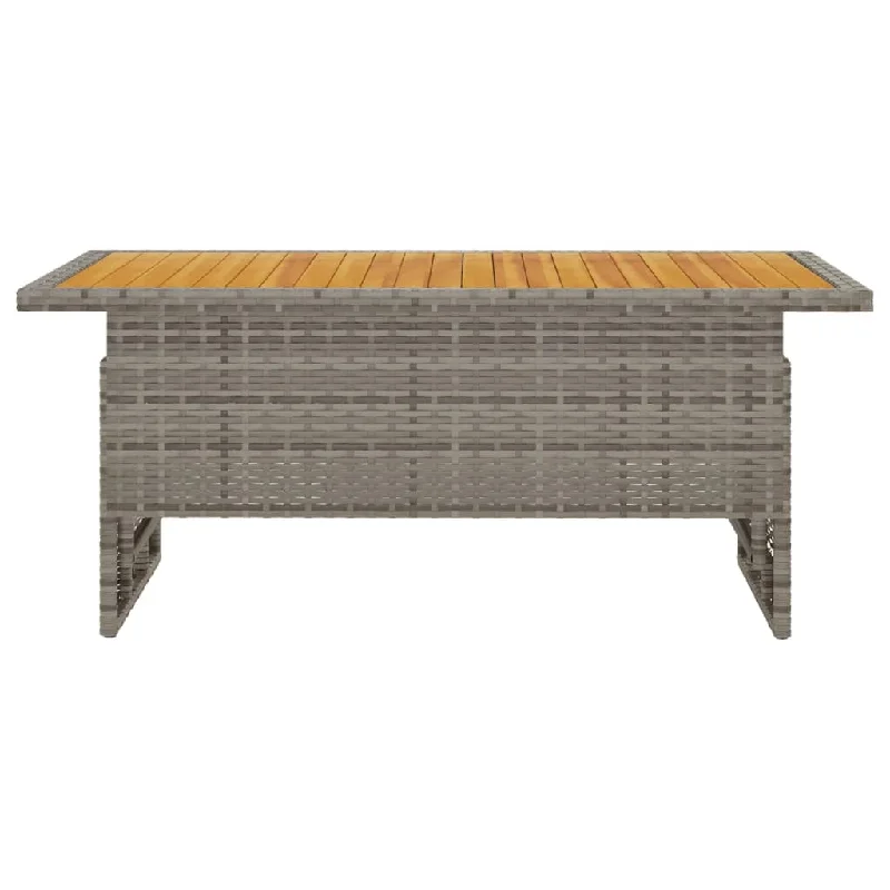 Patio Table Outdoor Dining Table Solid Wood Acacia and Poly Rattan