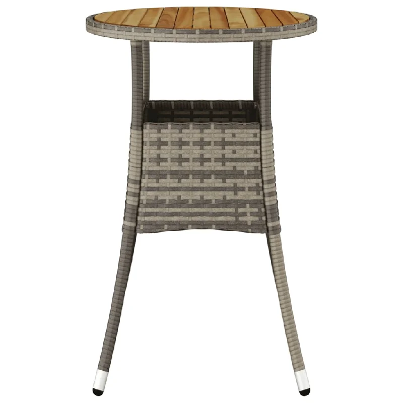 Dinner Table Round Garden Dining Table Acacia Wood and Poly Rattan