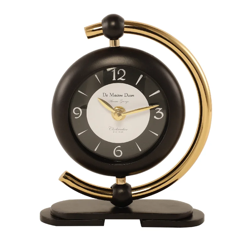 Aleksi 3 mini clock in black and gold