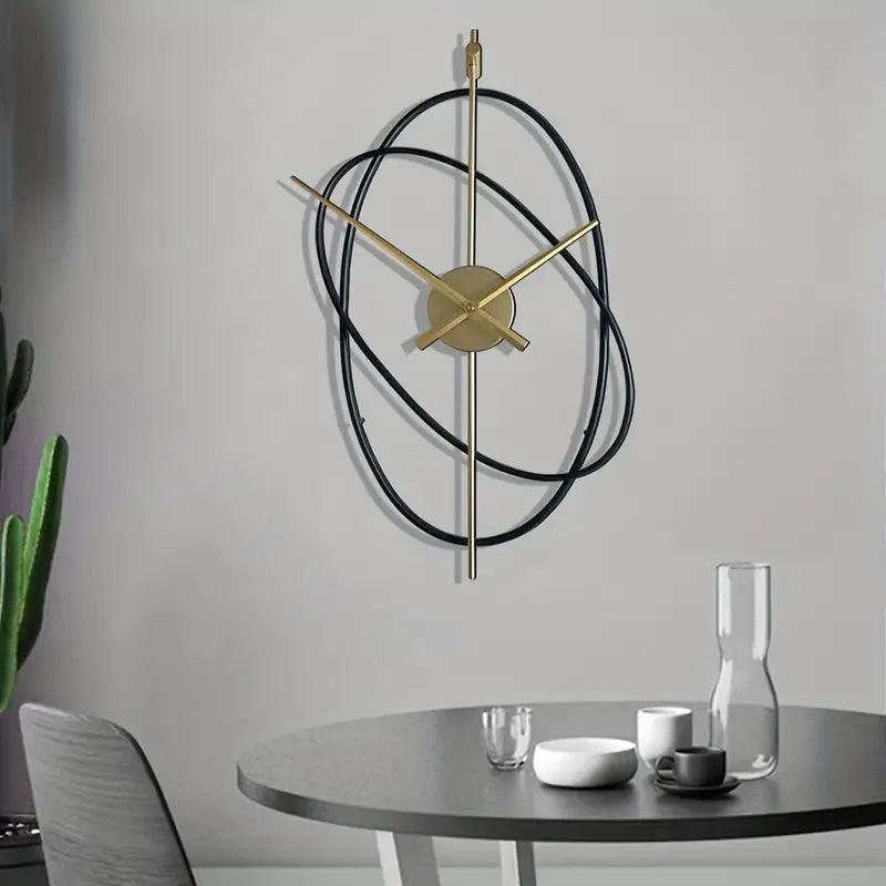 CRISS CROSS BLACK AND GOLD WALL CLOCK