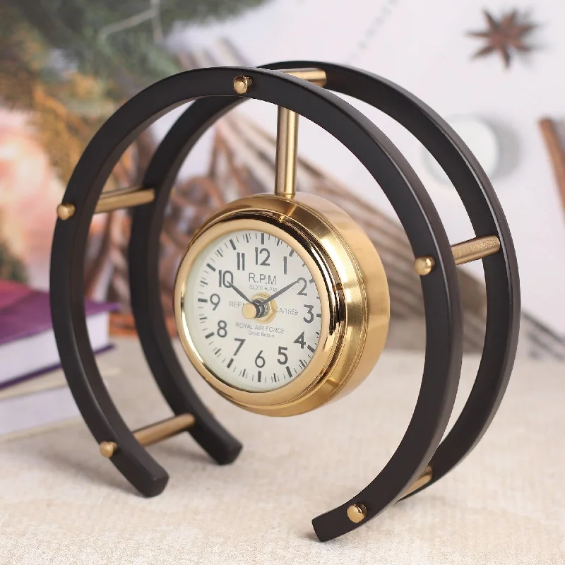 Luna Serenade Table Clock in Gold & Black