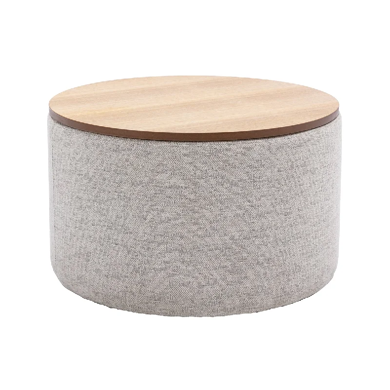 Zoe Timber Top Storage Ottoman (Large)