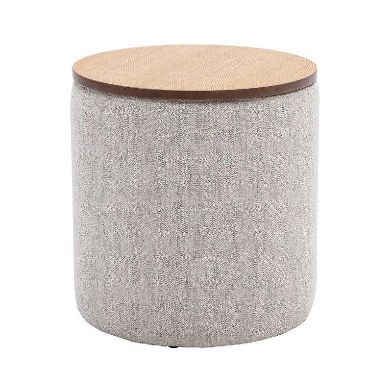 Zoe Timber Top Storage Ottoman (Small)